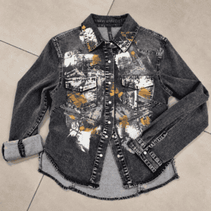 camicia denim dipinta a mano provocation