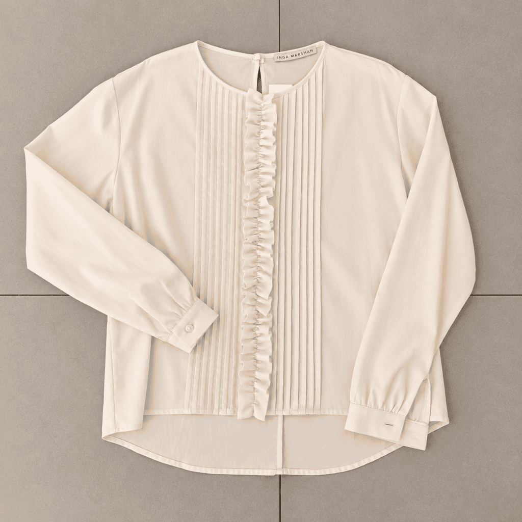 camicia avorio con volant centrale