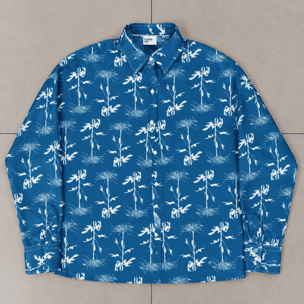 camicia blu floreale hang day
