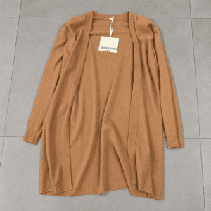 cardigan color cammello con etichetta angela davis