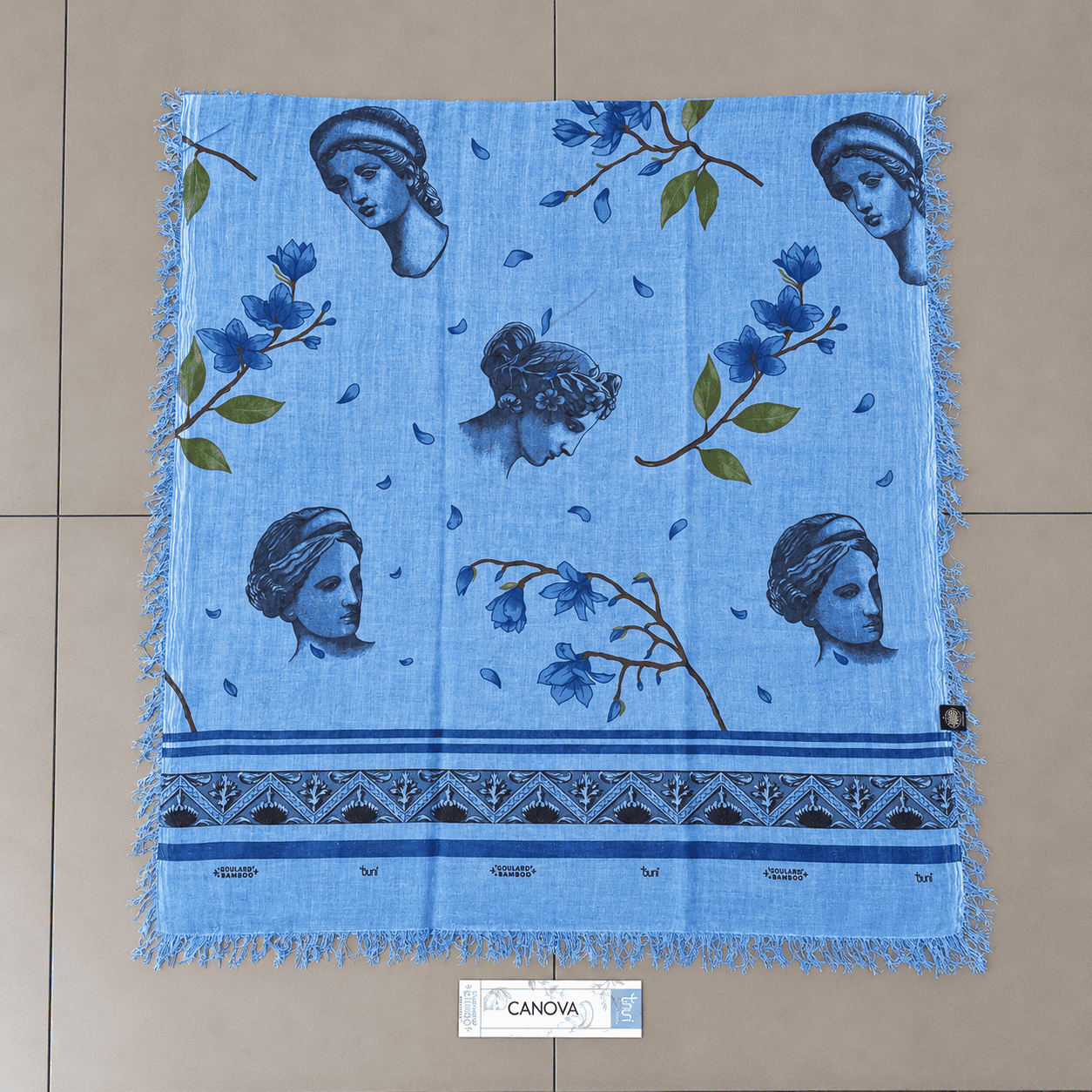 foulard blu canova con busti classici foulard blu canova con busti classici